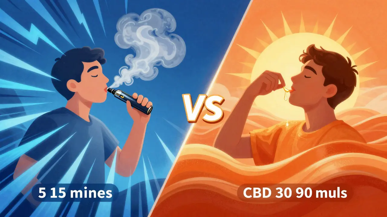 Ilustrace rychlosti účinku kouření versus požití CBD oleje