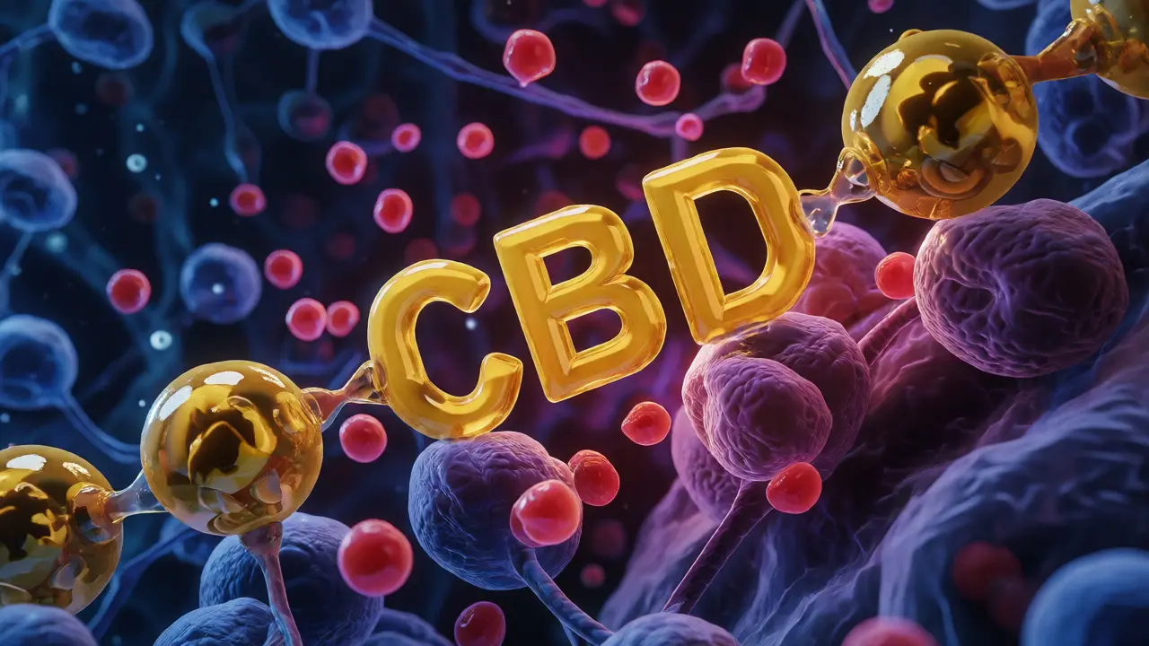 Makro pohled na játra znázorňující interakci CBD s enzymy a léky